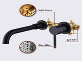 Wall Mount Faucet for Bathroom Sink or Bathtub, Single Handle 2 Holes Brass Rough-in Valve Included, 41010058