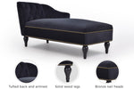 ZUN [New+Video] 58''Velvet Chaise Lounge,Button Tufted Right Arm Facing Lounge Chair with Nailhead Trim WF297646AAB