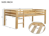 Twin Wood Loft Bed Low Loft Beds with Ladder,Twin,Walnut N708P340482D