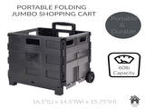 Collapsible Utility Cart, Plastic, Black, 16.5" x 14.5" x 15.75" 09253984