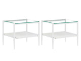 Set of 2 Rectangle End Table, Tempered Glass Tabletop with MDF layer, Modern Table for Living Room , W241P184247