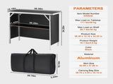 Folding Portable Bar Table with Carrying Case, Storage Shelf, and Black Skirt, 38.39" x 15.16" x 06288849