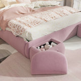 Full Size Upholstered Platform Bed with Cartoon Ears Shaped Headboard and Light, Pink N709P195300H