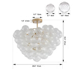 ZUN 20-Inch Gold Ceiling Pendant Light with Threaded Clear Glass Globe Shade – Ideal for Living Room, W1340P251914