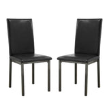 Set of 2 Leatherette Upholstered Side Chairs in Black B016P223059