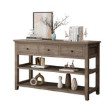 Console Table with Wood Frame and Legs, Sofa Table Entryway Table with 3 Drawers and 2 Open Shelves 96317130