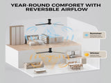52 inch Modern Ceiling Fan with Lights,Remote Control, 3 Plywood Blades,6-Speed,Dimmable, Noiseless 64182161