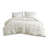 ZUN 3 Piece Elastic Embroidered Cotton Duvet Cover Set B03596516