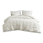 ZUN 3 Piece Elastic Embroidered Cotton Duvet Cover Set B03596515