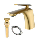 Single Hole Bathroom Sink Faucet with Pop Up Drain and Water Supply Hose, Single Handle Bathroom W1224P227855