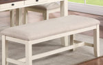 ZUN White Classic 1PC BENCH Rubberwood Beige Fabric Cushion Seats Dining Room Furniture Bench B011120835