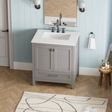 30" Bathroom Vanity with Sink Combo, Fully Assembled Bathroom Sink Cabinet with Marble Countertop, W1573P237850