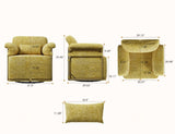 360 Degree Square Swivel Accent Sofa Chair,Fluffy Fabric Lounge Wide Upholstered Reading Chair with W2012P319077