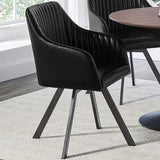 Black Channeled Sloped Arm Swivel Chair B062P153911