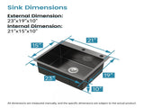 Stainless Steel Kitchen Sink, 23x19 Single Bowl, Overmount Handmade Sink in Black, with US 01299330