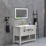 ZUN 40x26 Inch LED Bathroom Mirror with Frontlit and Backlit, Wall Mounted Vanity Mirror with Smart 74284549