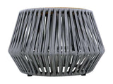 Acacia Wood Side Table with Grey Rope Base - Natural Teak Finish, Modern Coastal Accent for Patio, N770P380264G