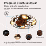 ZUN Caged Ceiling Fan With Light, 20'' farmhouse Low Profile Ceiling fan Lights With Remote Control, W1340103792