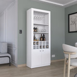 Nero 74-Inch Tall Bar Cabinet 4-Tier Modern Bar Cabinet with Glass Holder Stemware Rack, Wine B070P188834