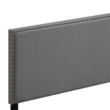 Light Grey Queen Panel Bed with Nailhead Trim B062P181284