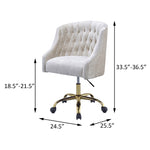 ZUN Vintage Cream and Gold Tufted Back Office Chair B062P182759