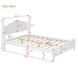 Full Size Wood Platform Bed Frame,Retro Style Platform Bed with Wooden Slat Support,White 43376167