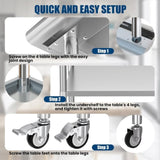 Stainless Steel Table 24 x 30 Inches Metal Work Table Adjustable Undershelves With wheels for W1192P326239