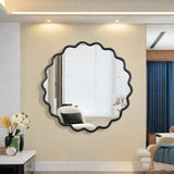 Solid Wood Wavy Mirror-Black Vanity Mirror Wall Decor 42" x 42" Modern Mirror Wall Decor for W1445P189554