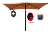 ZUN 10 x 6.5t Rectangular Patio Solar LED Lighted Outdoor Market Umbrellas with Crank & Push Button Tilt W65627953