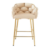 28'' Modern Counter Stools Set of 2,Beige Counter Stools with iron Frame,Soft back and N780P199861W