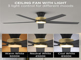 52 inch Ceiling Fans with Lights, Large Air Volume Ceiling Fans with Reversible Quiet DC Motor and 37560920