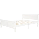 Full Size Wood Platform Bed with Headboard and Wooden Slat Support WF289141AAK