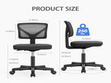 Small Desk Chair Wheels Armless Low-Back Office Chair Ergonomic Adjustable Computer Desk Chair 45125487