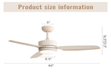46 Inch Ceiling Fan with Lights 3 ABS Blades 6-speed DC Motor Remote Control for Living Room W934P211003