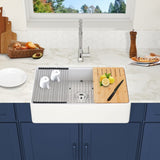 ZUN Fireclay 33" L X 20" W Workstation Farmhouse Kitchen Sink With Accessories W122567038