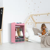 Kids Costume Organizer Costume RackKids ArmoireOpen Hanging Armoire Closet with Mirror-PINK 52444756
