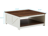 Coffee Table Farmhouse Coffee Table with Storage Rustic Wood Cocktail Table,Square Coffee Table for W2393P168728