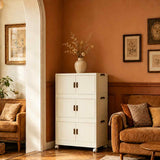 3 Tier Large Foldable Storage Cabinet with Wheels,Stackable Organizer Box for Kitchen Bathroom 13772375