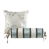 5 Piece Jacquard Bedspread Set with Throw Pillows Blue/Brown Queen B03597489