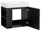 20 Inch Bathroom Vanity with Ceramic Sink, Diamond Pattern Door Design, Gold Handle & Side Storage N725P314033B