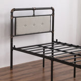 Single-Layer Bed Head and Soft Pull Button Bed End Standpipe Water Pipe Bed Twin Black Gold-Painted 29584293
