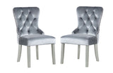 Classic Gray Flannelette 2pcs Sides Crystal-like Acrylic Buttons Upholstered Wingback Dining B011P306179