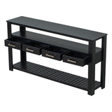U_STYLE Modern Console Table Sofa Table for Living Room with 4 Drawers and 2 Shelves GL-N711P234484B