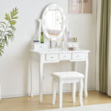 Vanity Set with 3-Color Dimmable Lighted Mirror, Makeup Dressing Table with Power Outlet, Drawers 08049792