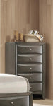 ZUN 1Pc Contemporary 5 Drawer Chest Gray Finish Solid Wood Wooden Bedroom Furniture B011P216685