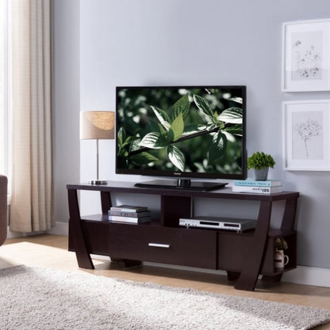 ZUN 60" Entertainment TV Stand, Display Stand with Two Shelves and One Drawer, Red Cocoa B107130868