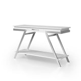 ZUN Contemporary Style White 1pc Sofa Table High Gloss Finish Chrome Frame Console Table Gorgeous Living B011P207456