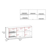 Lydia Wall Cabinet kitchen in Melamine wit 4 Doors and Glass Storage, Natural Oak B128P287519