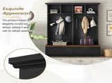Farmhouse 4-in-1 Hall Tree with Wood Grain Bench, Mudroom Versatile Coat Rack with 2 Large Drawer, 59466050