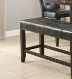 Counter Height 1pc Bench Dining Room Black Faux Leather Cushion Tufted Seat Wooden Base Comfort Seat B011130020